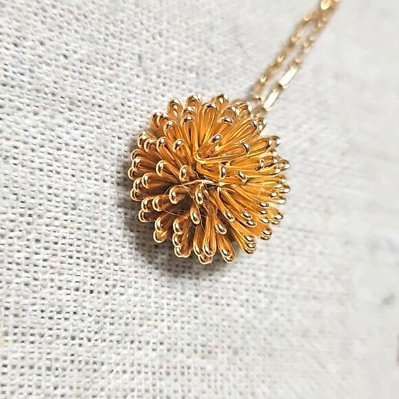 Handmade Vermeil Golden Pinecone Prickly Pendant Necklace - Picture 5 of 8